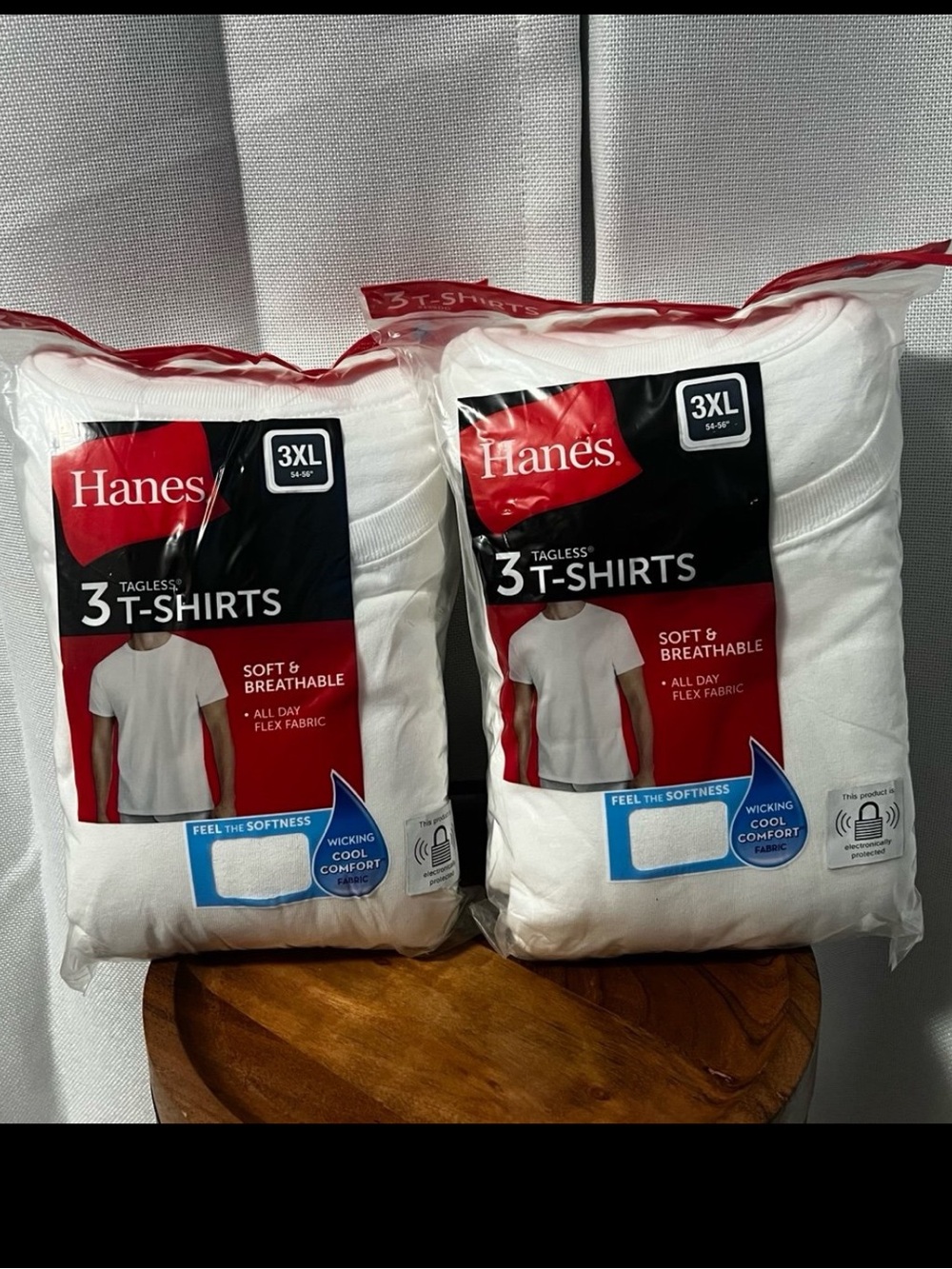 Hanes Men's 3 Tagless White T-Shirts Size 3XL Lot of 2